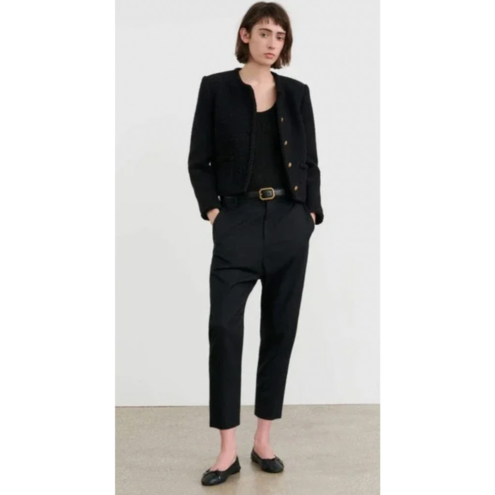 Nili Lotan 4 Drop Crotch Paris Pants $495 Slouchy Trousers Cropped Jet Black NWT - Picture 2 of 10